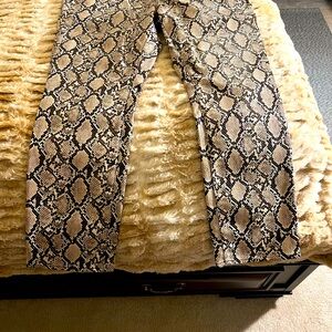 Good American brand new - never worn Leather like animal print pants.